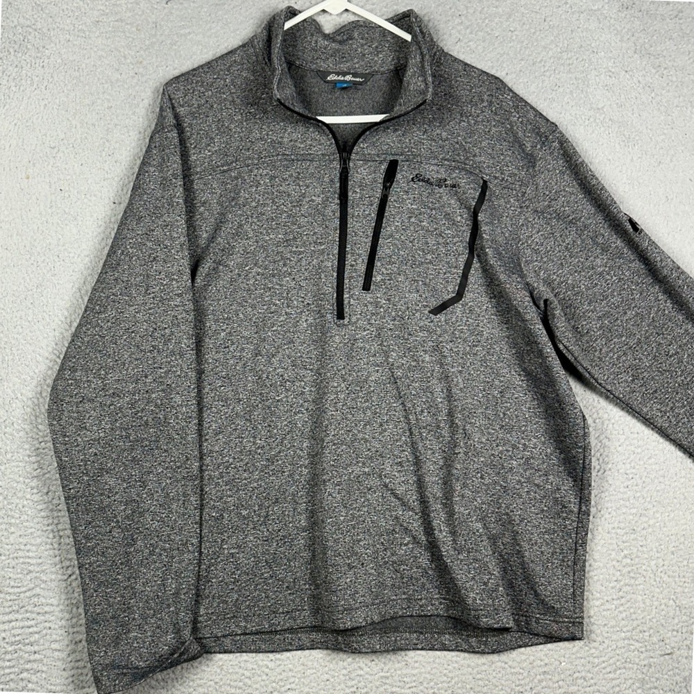 Eddie Bauer First Ascent Sweater Men XL Gray Pullover Quarter Zip Sweatshirt EUC